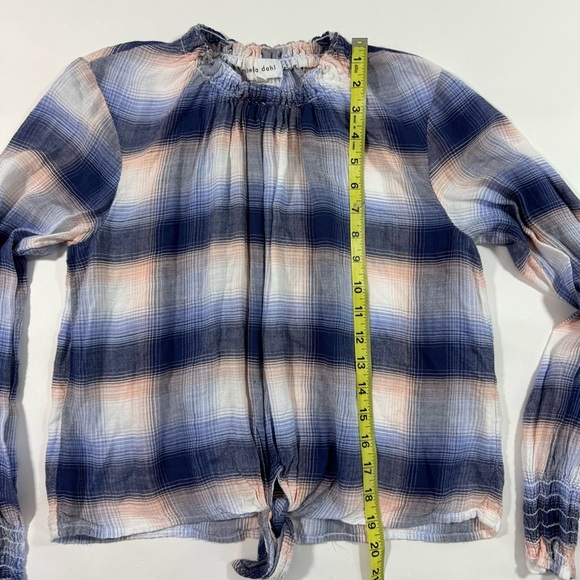 Cloth & Stone Long Sleeve Top Tie Front Plaid - Picture 5 of 6